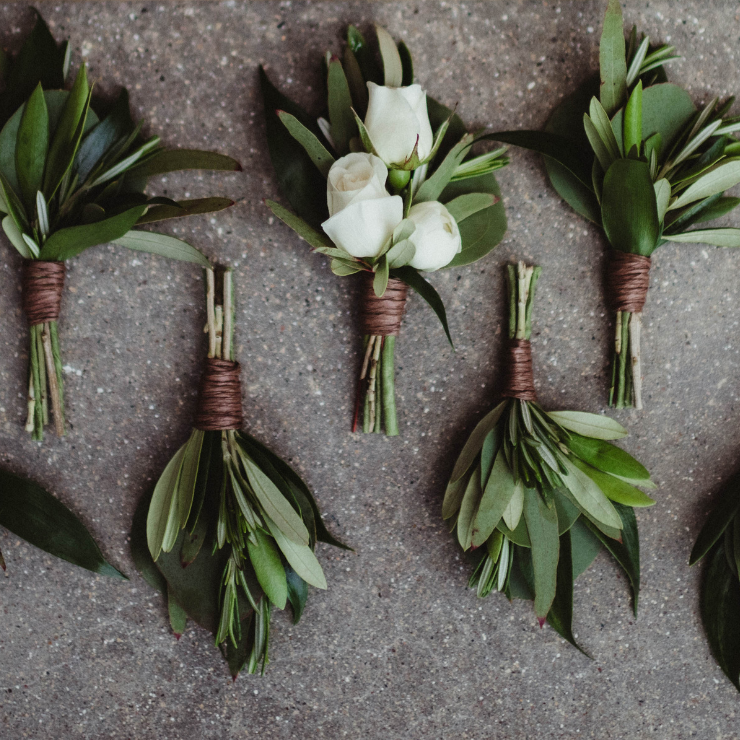 Sage green wedding boutonniere.