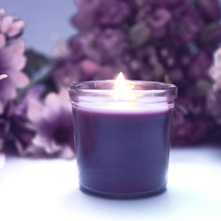 Dusty mauve wedding candle.